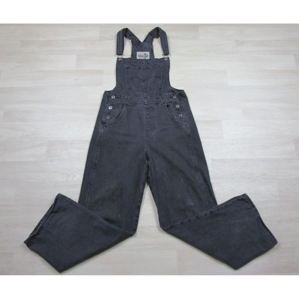 Levis Silvertab Denim Jean Overalls Women's (M) Black Carpenter Baggy Loose